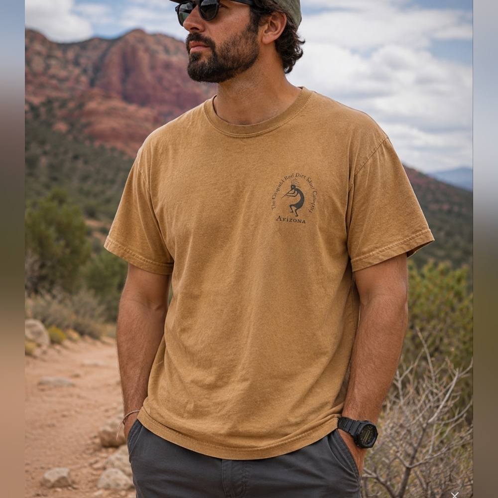 Gildan Ultra Cotton Arizona Kokopelli Graphic Tee Large Tan Brown Vintage Style